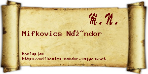 Mifkovics Nándor névjegykártya